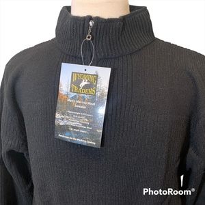 Wyoming Traders Mens Australian Merino Wool 1/4 Zip Sweater- Black